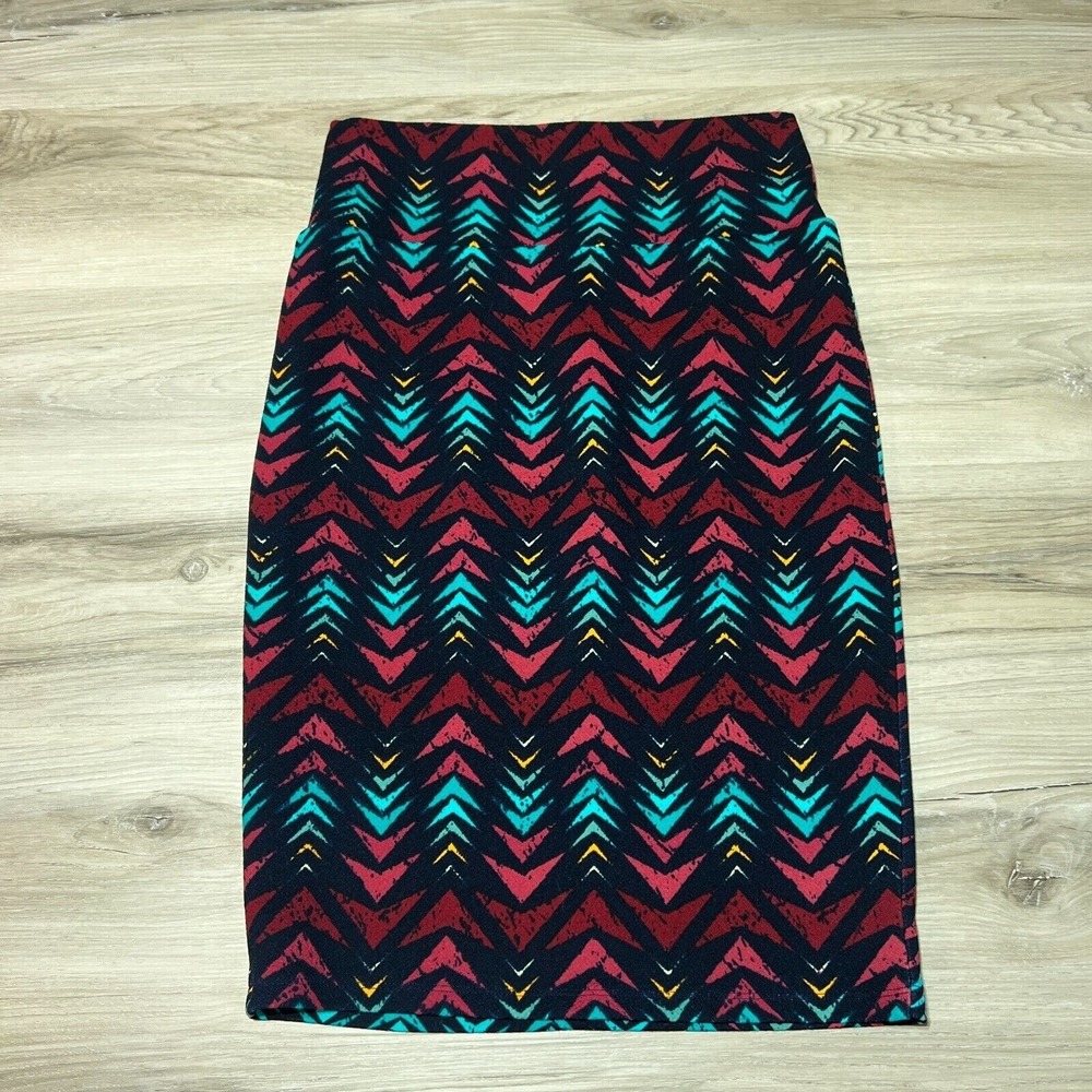 Aztec Maxi Skirt Womens XS‎ Multicolor Geometric Stretch A Line Grandma EUC - Picture 2 of 5